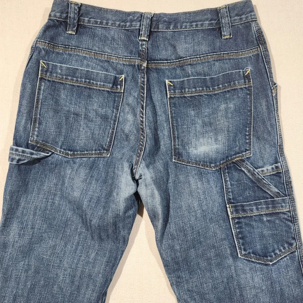 Old Navy Y2K Mens Loose Painter Jeans Blue 100% Cotton Utility Carpenter 33x34